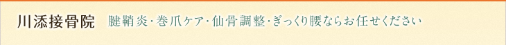 川添接骨院 腱鞘炎・巻爪ケア・仙骨調整・ぎっくり腰ならお任せください